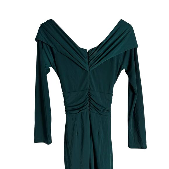 Zac Posen Emerald Green Off Shoulder Cocktail Maxi Formal Gown 10 - Picture 12 of 16